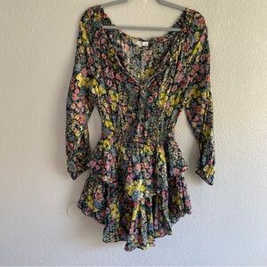 LoveShackFancy Popover Mini Dress Silk FLAWED